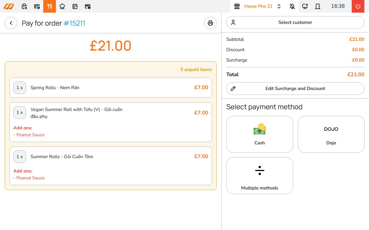 Payment screen
