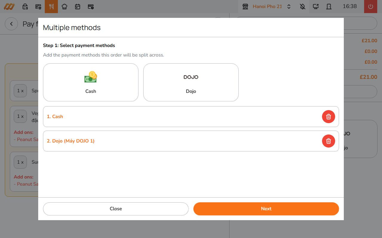 Select payment methods